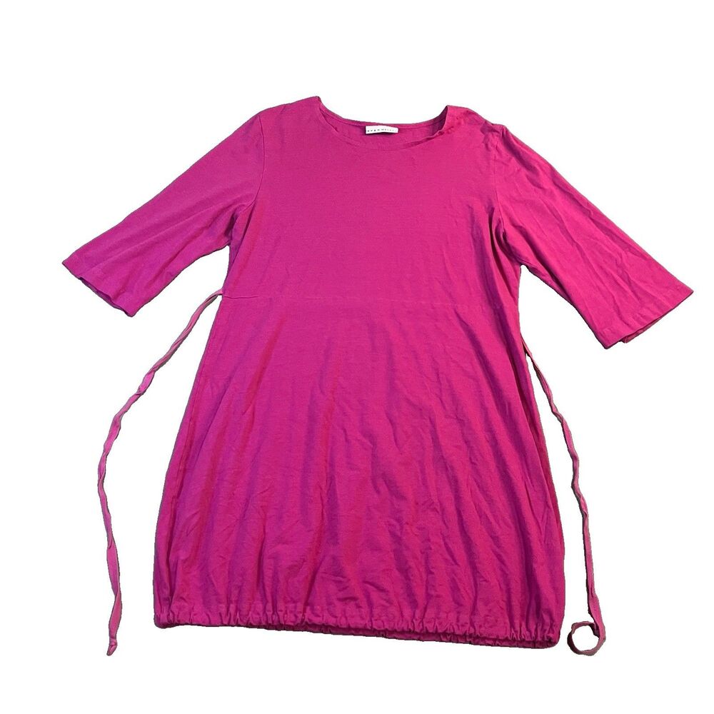 Bryn Walker Pink Bamboo Jersey 3/4 Sleeve Tunic Top Lagenlook Made in USA Size S
